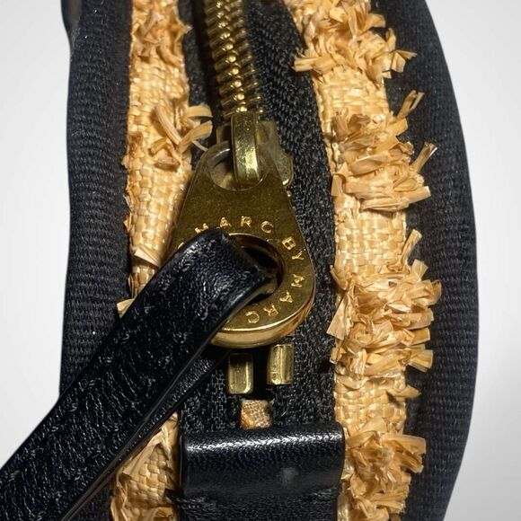 Marc by Marc Jacobs Round Striped Wristlet Bag Jute Tan & Black Boho Casual - Picture 4 of 9